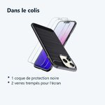 Contenu du colis – Coque en Carbone Noire + 2 Verres Trempes Pour iPhone 14 Pro Max