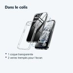 Contenu du colis – Coque Silicone Transparente + 2 Verres Trempes Pour iPhone 16e