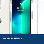 Vue de détail – Coque Silicone Transparent 4 Coins Renforces Pour iPhone 13 + 2 Verres Trempes