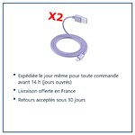 Expédition le jour même, livraison offerte, retours sous 30 jours – 2 Câble Metal Nylon Renforcé Chargeur USB Couleur Argent