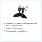 Expédition le jour même, livraison offerte, retours sous 30 jours – X5 Cable Metal Nylon Renforce Chargeur USB Couleur Noir p