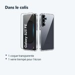 Contenu du colis – Coque Pour Samsung Galaxy S25 FE Silicone Transparente Angles Renforces + Verre Trempe