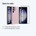 Contenu du colis – Coque Metal couleur Rose + Verre Trempe Pour Samsung Galaxy S23 Ultra 5G