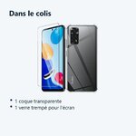 Contenu du colis – Coque Silicone Transparente Angles Renforces + Verre Trempe Pour Xiaomi Redmi Note 11 / Note 11s