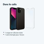 Contenu du colis – Coque Silicone Noire Pour iPhone 13 + Verre Trempe