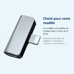 Accessoire ajusté au modèle exact – Adaptateur Audio 2 en 1 Pour iPhone / iPad / Couleur Argent