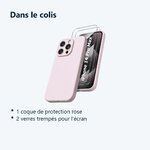 Contenu du colis – Coque Rose pour iPhone 14 Pro Max (6,7 pouces) et 2 Verres Trempé Film Protection Ecran