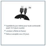Expédition le jour même, livraison offerte, retours sous 30 jours – Cable Metal Nylon Renforce Chargeur USB Couleur Noir pour