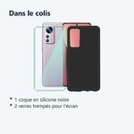 Contenu du colis – Coque Silicone Noir + 2 Verres Trempes Pour Xiaomi 12 Pro