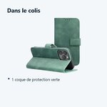 Contenu du colis – Coque Portefeuille couleur Vert Pour iPhone 14 Pro Max