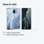 Contenu du colis – Coque Silicone Transparente Angles Renforces + Verre Trempe Pour Xiaomi Mi 11 Lite