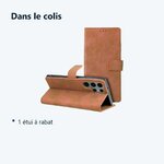 Contenu du colis – Etui Portefeuille a Rabat Couleur Marron Pour Samsung Galaxy S23 Ultra 5G