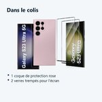Contenu du colis – Coque Metal couleur Rose + 2 Verres Trempes Pour Samsung Galaxy S23 Ultra 5G