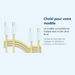 Accessoire ajusté au modèle exact – Cables X2 Type-C Charge Rapide 3A Nylon Renforce Jaune 1m Pour iPhone 8 / X / XR / 11 /