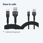 Contenu du colis – Cables X2 USB / Type-C Charge Rapide 3A Nylon Renforce Noir 2M Pour Smartphone Xiaomi / Oppo / Vivo / Rea