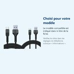 Accessoire ajusté au modèle exact – Cables X2 USB / Type-C Charge Rapide 3A Nylon Renforce Noir 2M Pour Smartphone Xiaomi /