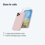 Contenu du colis – Coque Rose pour iPhone 12 Pro Max (6,7 pouces) et 2 Verres Trempé Film Protection Ecran