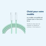 Accessoire ajusté au modèle exact – Cable Type-C Charge Rapide 3A Nylon Renforce Vert 1m Pour iPhone 8 / X / XR / 11 / 12 /