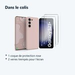 Contenu du colis – Coque Rose pour Samsung Galaxy S23 Plus (6,6 pouces) et 2 Verres Trempé Film Protection Ecran
