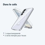 Contenu du colis – Coque Silicone Transparente Compatible Magsafe + Verres Trempes X2 Pour Samsung Galaxy S25 Plus