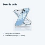 Contenu du colis – Coque Pour iPhone 18 Pro Silicone Transparente Angles Renforces + Verre Trempe