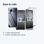 Contenu du colis – Coque Silicone Transparente + 2 Verres Trempes Pour Xiaomi 13 Lite