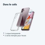 Contenu du colis – Coque Transparente pour Samsung Galaxy A14 4G/5G (6,6 pouces) et 2 Verres Trempé Film Protection Ecran