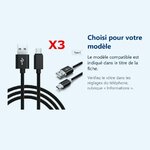 Accessoire ajusté au modèle exact – X3 Câble Metal Nylon Renforcé Chargeur USB/Type C Longueur 2m Couleur Noir Compatible Sam