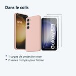 Contenu du colis – Coque Rose pour Samsung Galaxy S23 (6,1 pouces) et 2 Verres Trempé Film Protection Ecran