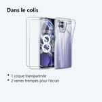 Contenu du colis – Coque Silicone Transparente + 2 Verres Trempes Pour Realme 8i