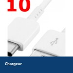 Vue de détail – X10 Cable USB- Type C Chargeur Blanc pour Samsung Galaxy A8 / S9 / S9Plus Blanc X10