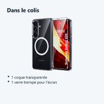 Contenu du colis – Coque Silicone Transparente Compatible Magsafe + Verre Trempe Pour Samsung Galaxy S26