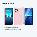 Contenu du colis – Coque Silicone Rose + 2 Verres Trempes Pour Xiaomi 13