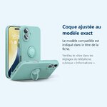 Accessoire ajusté au modèle exact – Coque Silicone Pour iPhone 16 Plus Couleur Vert Avec Anneau Support + Verre Trempe Protec