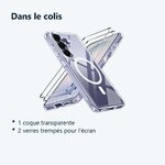 Contenu du colis – Coque Silicone Transparente Compatible Magsafe + Verres Trempes X2 Pour Samsung Galaxy S26 Plus