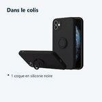 Contenu du colis – Coque Silicone Pour iPhone 13 Couleur Noir Avec Anneau Support