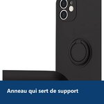 Vue de détail – Coque Silicone Pour iPhone 13 Couleur Noir Avec Anneau Support