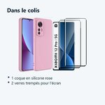Contenu du colis – Coque Silicone Rose + 2 Verres Trempes Pour Xiaomi 12 Pro