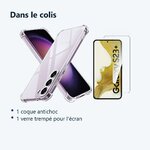 Contenu du colis – Coque antichoc pour Samsung Galaxy S23 Plus (6,6 pouces) et Verre Trempé Film Protection Ecran