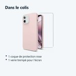 Contenu du colis – Coque Rose pour iPhone 12 Mini (5,4 pouces) et Verre Trempé Film Protection Ecran