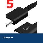 Vue de détail – X5 Cable USB- Type C Chargeur Noir pour Samsung Galaxy A8 / S9 / S9Plus Noir X5