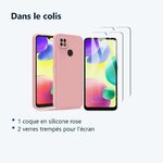 Contenu du colis – Coque Pour Xiaomi Redmi 10A Silicone Rose + 2 Verres Trempes