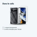 Contenu du colis – Coque Silicone Transparente Angles Renforces + 2 Verres Trempes Pour Poco X4 Pro 5G