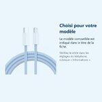 Accessoire ajusté au modèle exact – Cable Type-C Charge Rapide 3A Nylon Renforce Bleu 1m Pour iPhone 8 / X / XR / 11 / 12 /