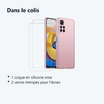 Contenu du colis – Coque Silicone Rose + 2 Verres Trempes Pour Poco M4 Pro 5G