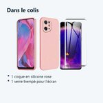 Contenu du colis – Coque Silicone Rose + Verre Trempe Pour Oppo Find X5 Pro