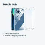Contenu du colis – Coque Silicone Transparent Pour iPhone 13 + 2 Verres Trempes