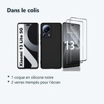 Contenu du colis – Coque Silicone Noir + 2 Verres Trempes Pour Xiaomi 13 Lite