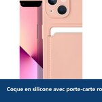 Vue de détail – Coque Silicone avec Porte Carte Rose Pour iPhone 13