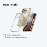 Contenu du colis – Coque Silicone Transparente + 2 Verres Trempes Pour iPhone 16 Pro